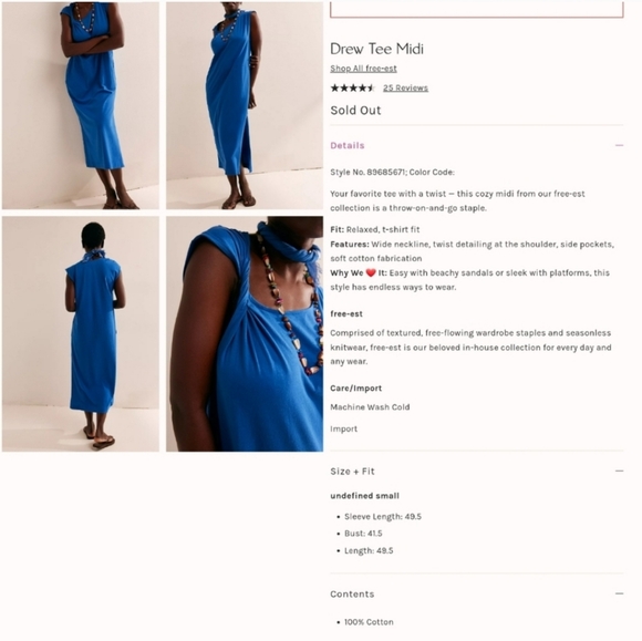 FREE PEOPLE Drew Tee Midi NWT - Picture 5 of 7